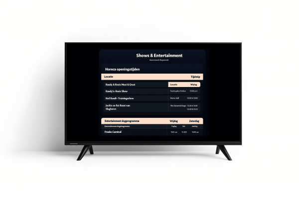 Narrowcasting scherm met realtime informatie van Concept TV